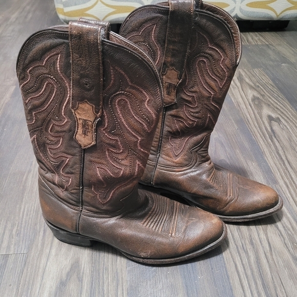 Tanner Mark Ruston Imitation Caiman Belly Mens 8 Brown Western Cowboy Boots main image 6